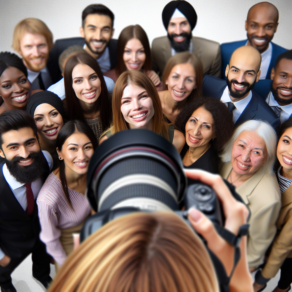 תמונה של לקוחות מחייכים עם הצלם לאחר הברית.